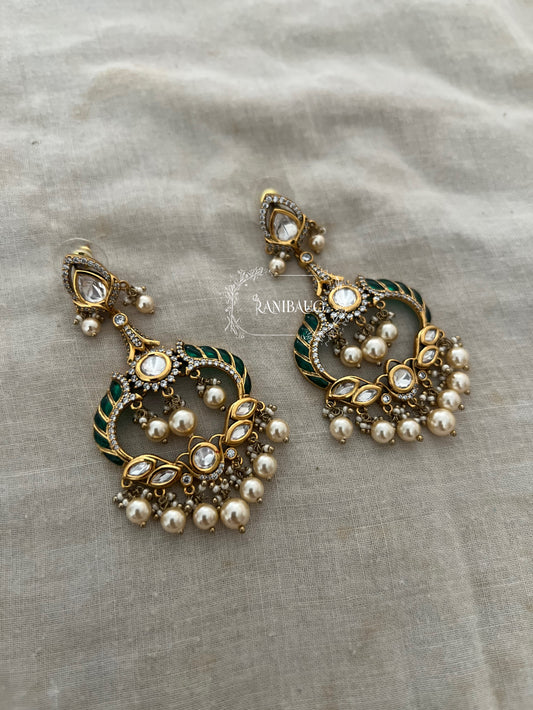 Kavya Victorian Long Kundan Crystal Dangle Wedding Earrings By Ranibaug