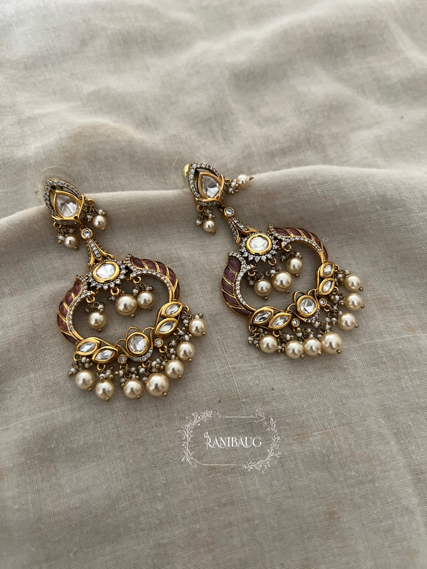 Kavya Victorian Long Kundan Crystal Dangle Wedding Earrings By Ranibaug