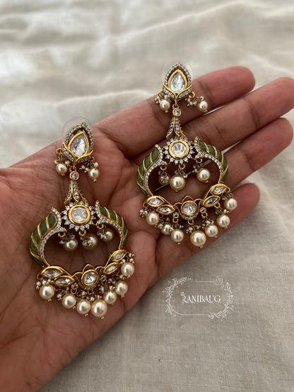 Kavya Victorian Long Kundan Crystal Dangle Wedding Earrings By Ranibaug
