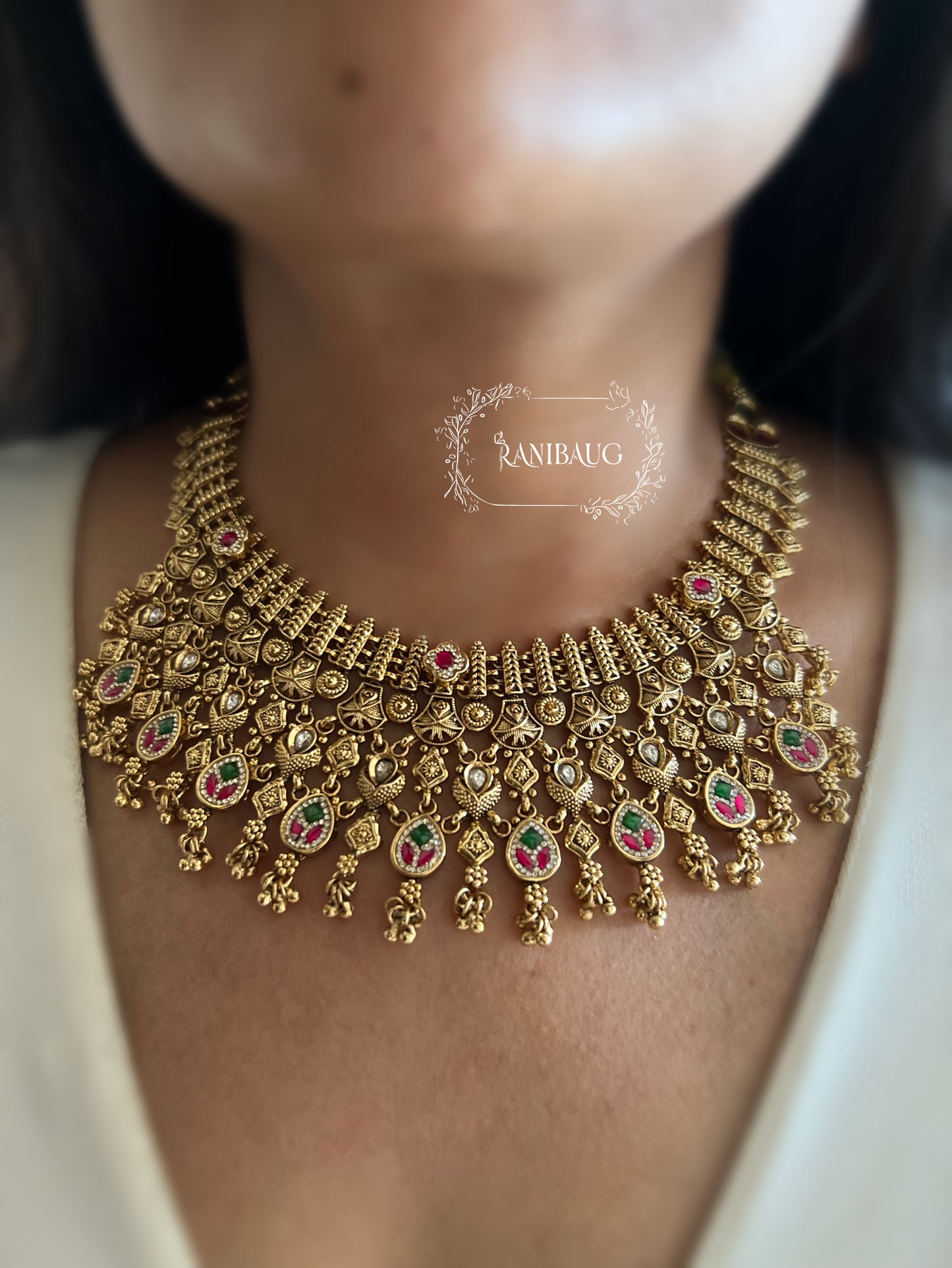 Kayani Heritage Antique Gold Finish Traditional Bridal Heritage Jewellery Set By Ranibaug