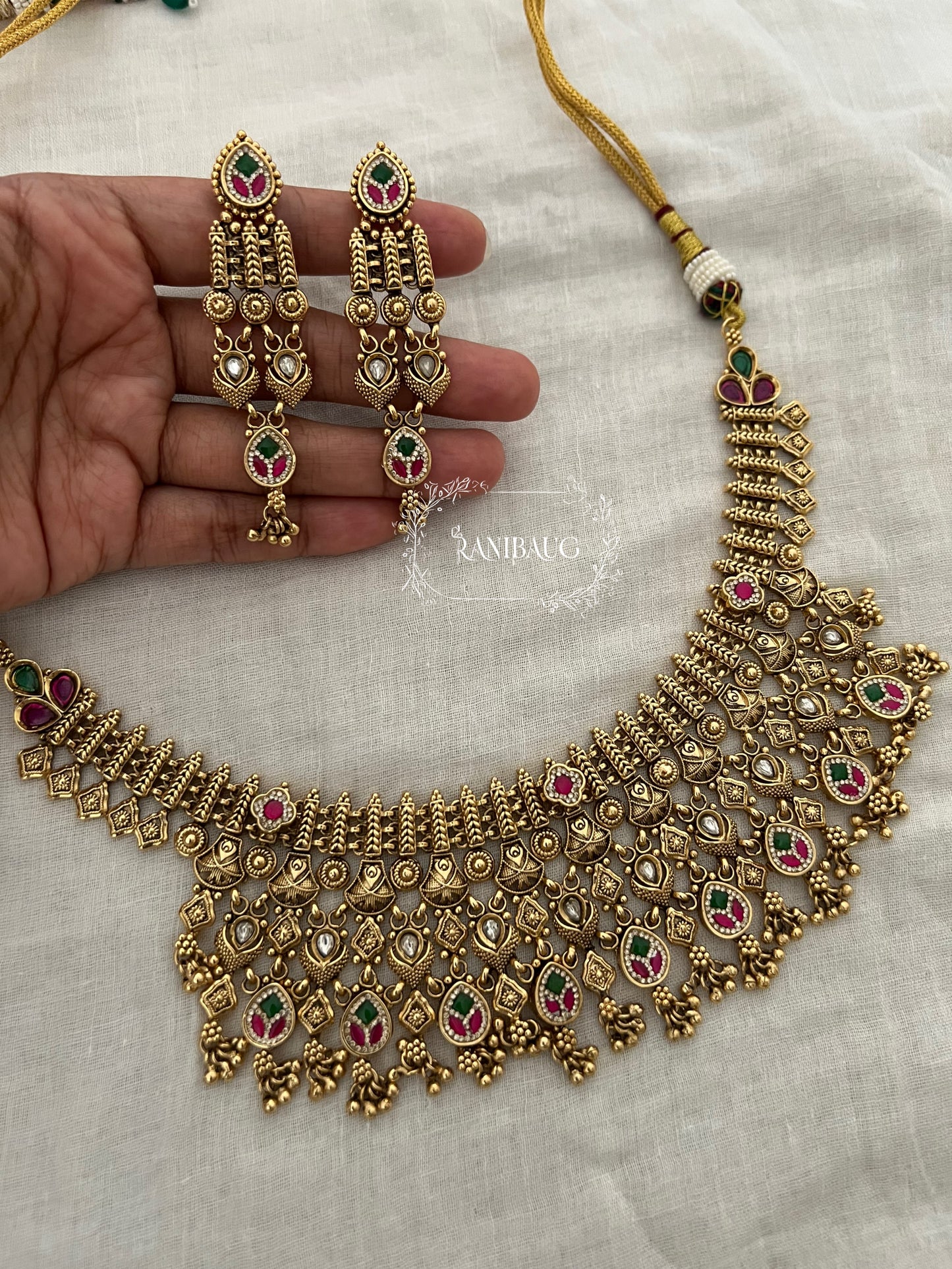 Kayani Heritage Antique Gold Finish Traditional Bridal Heritage Jewellery Set By Ranibaug