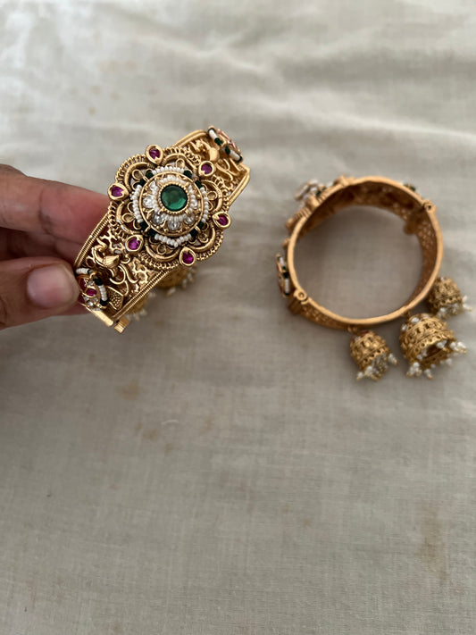 Ketki Gold Heritage Bangle With Drop Motifs By Ranibaug