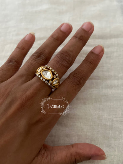 Kiana Polki Kundan Gold Finish Classic Ring Jewelry By Ranibaug