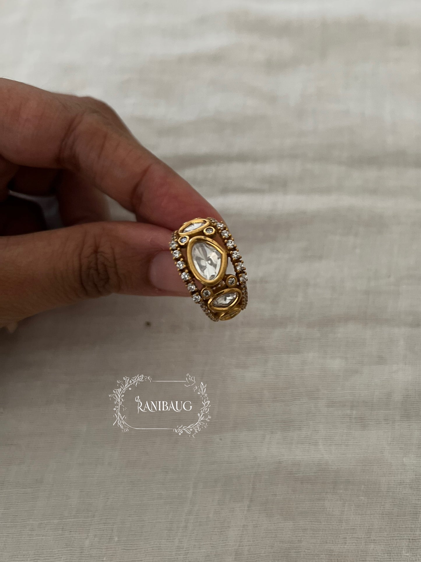 Kiana Polki Kundan Gold Finish Classic Ring Jewelry By Ranibaug