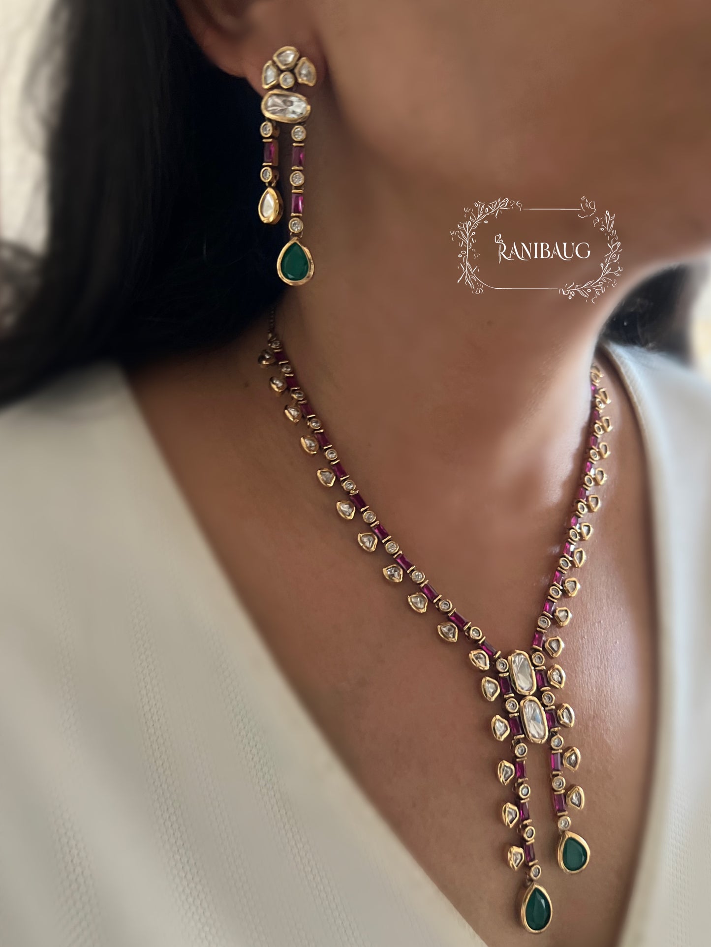 Kiyana Victorian Polki Necklace Set By Ranibaug