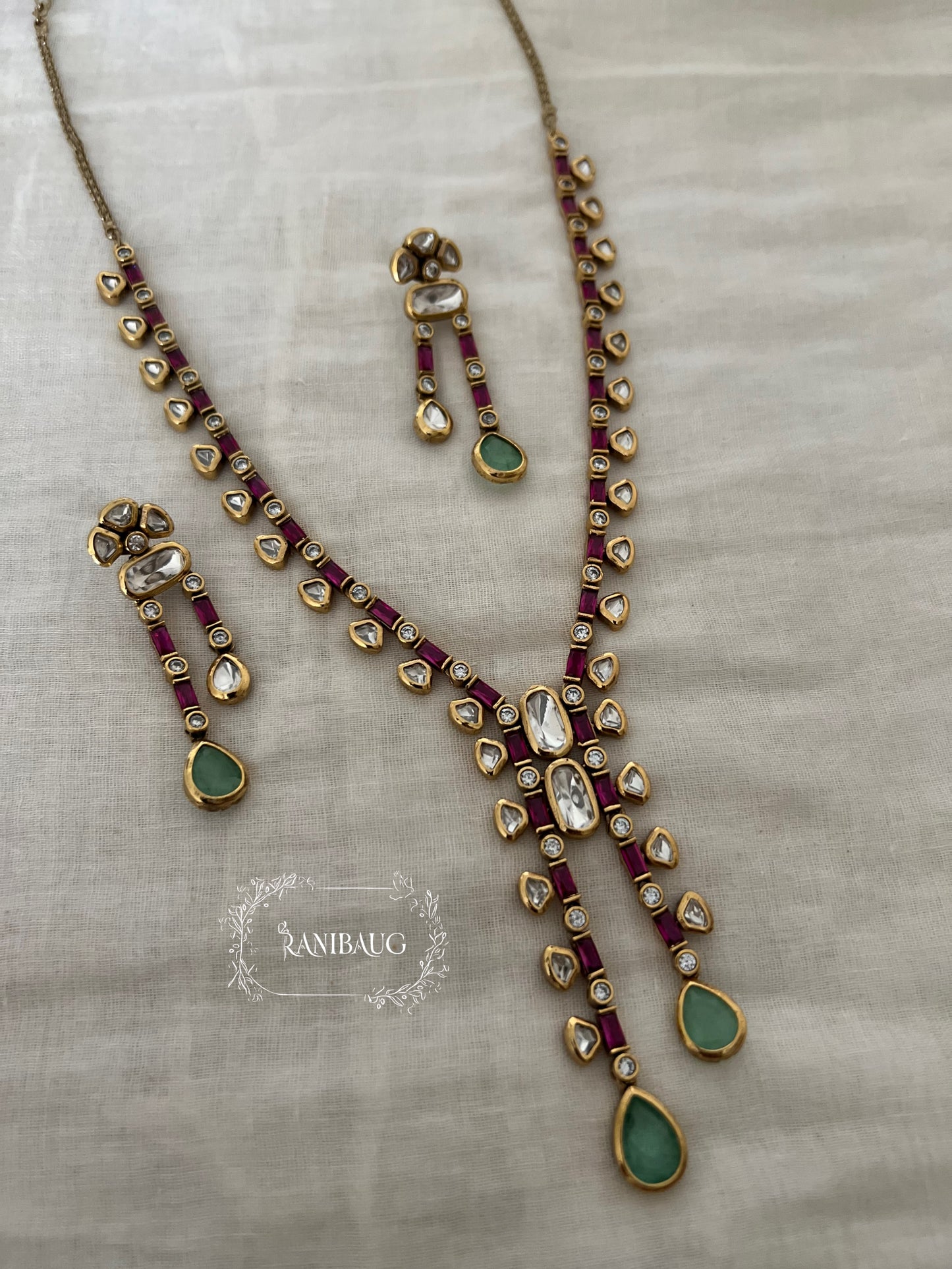Kiyana Victorian Polki Necklace Set By Ranibaug
