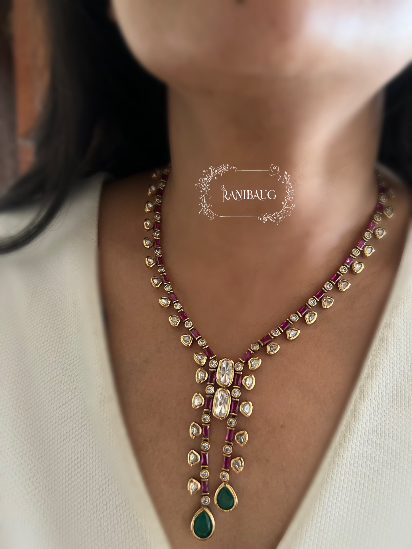 Kiyana Victorian Polki Necklace Set By Ranibaug