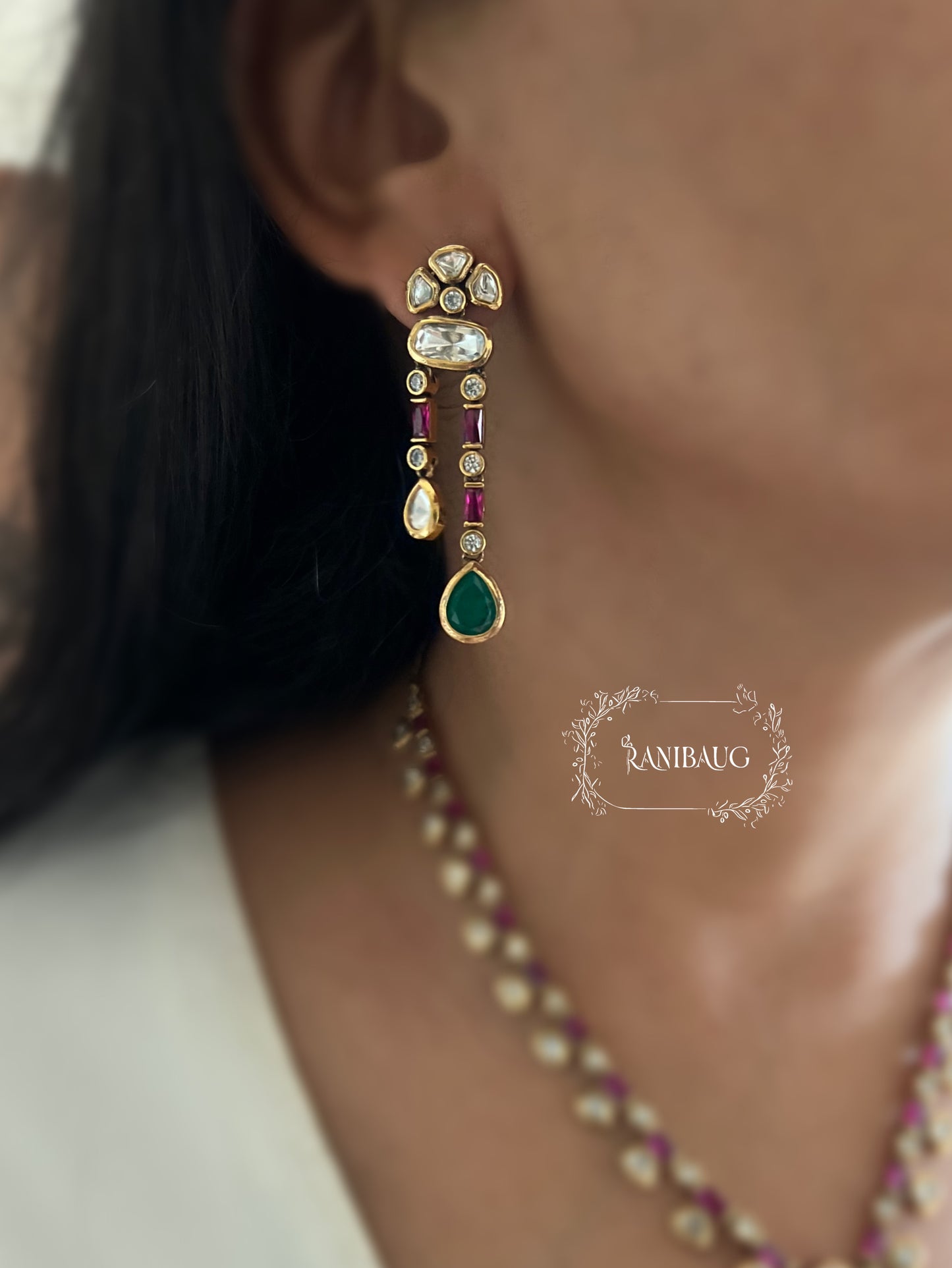 Kiyana Victorian Polki Necklace Set By Ranibaug