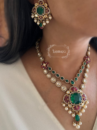 Kridha Traditional Style  Gold Plated Necklace Set With Polki Kundan Studs And Creamy Pearls By Ranibaug | Premium Jewellery Collection 2025 2026