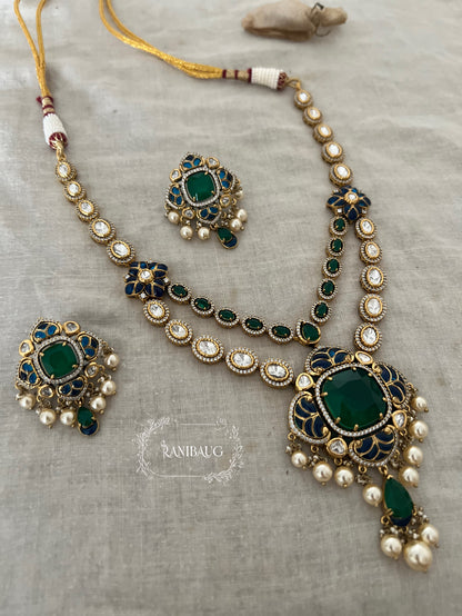 Kridha Traditional Style  Gold Plated Necklace Set With Polki Kundan Studs And Creamy Pearls By Ranibaug | Premium Jewellery Collection 2025 2026