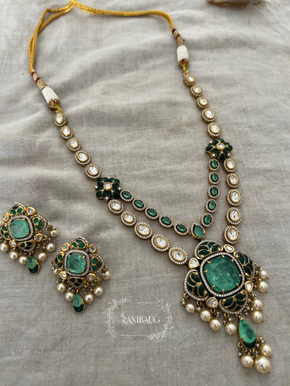 Kridha Traditional Style  Gold Plated Necklace Set With Polki Kundan Studs And Creamy Pearls By Ranibaug | Premium Jewellery Collection 2025 2026