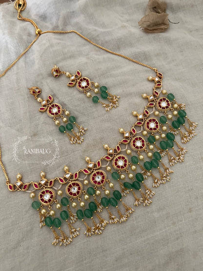 Krisha Intricate Gold Work Kundan Pearl And Beaded Necklace Set By Ranibaug | Festive Jewellery Collection 2025