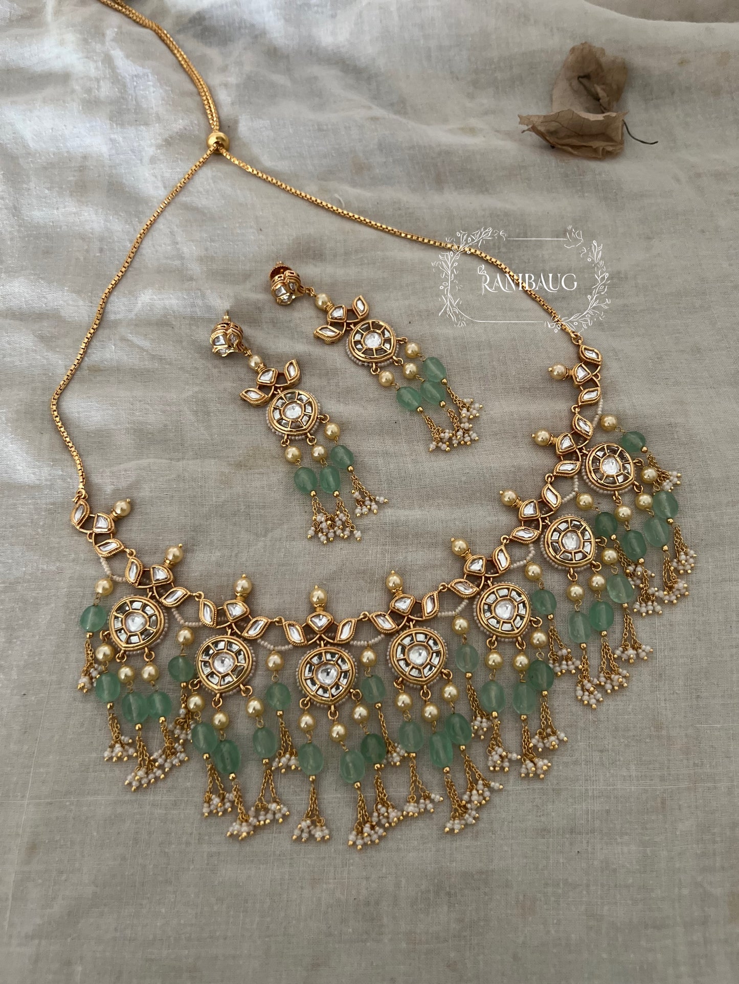 Krisha Intricate Gold Work Kundan Pearl And Beaded Necklace Set By Ranibaug | Festive Jewellery Collection 2025