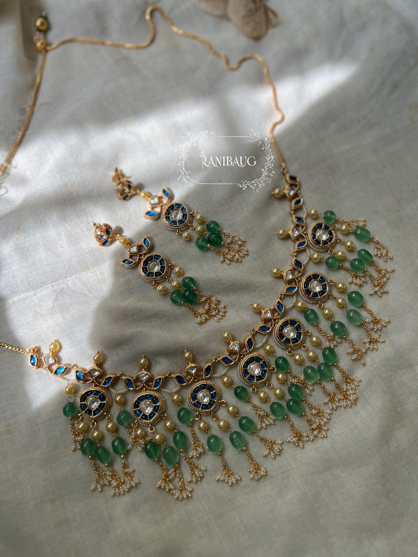 Krisha Intricate Gold Work Kundan Pearl And Beaded Necklace Set By Ranibaug | Festive Jewellery Collection 2025