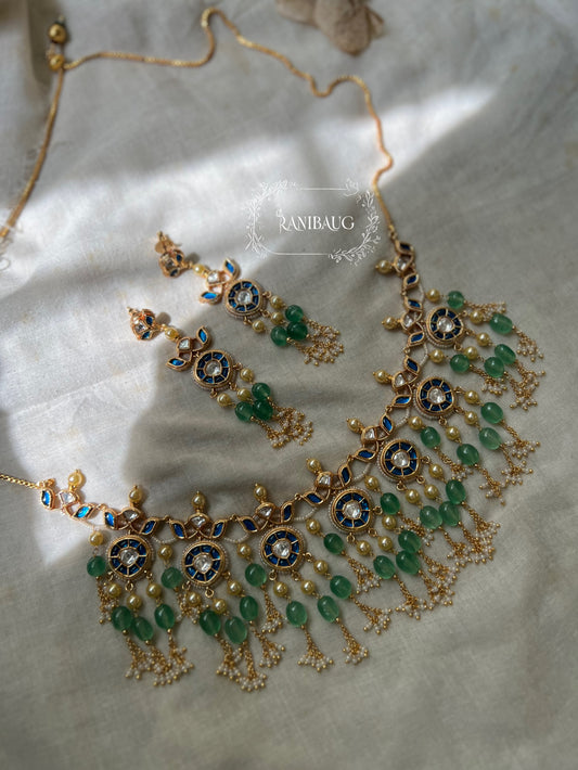 Krisha Intricate Gold Work Kundan Pearl And Beaded Necklace Set By Ranibaug | Festive Jewellery Collection