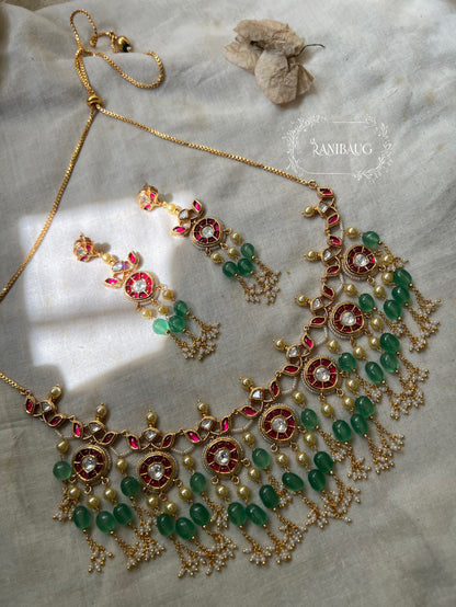 Krisha Intricate Gold Work Kundan Pearl And Beaded Necklace Set By Ranibaug | Festive Jewellery Collection 2025