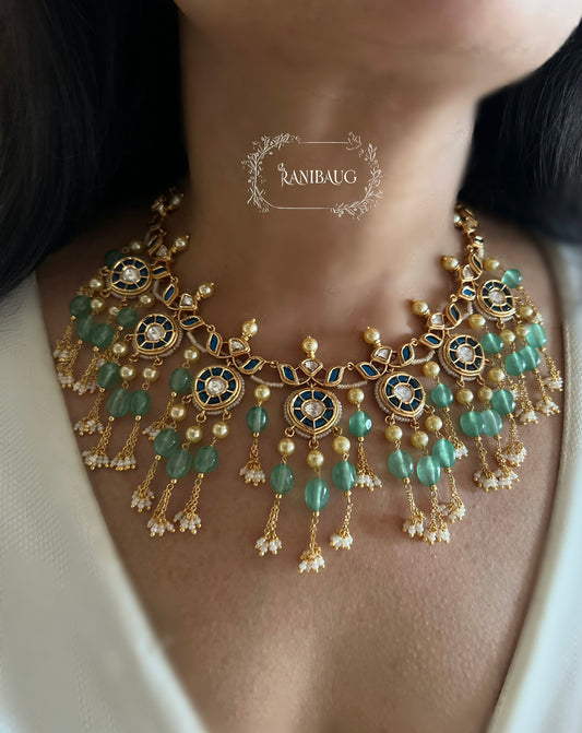 Krisha Intricate Gold Work Kundan Pearl And Beaded Necklace Set By Ranibaug | Festive Jewellery Collection 2025