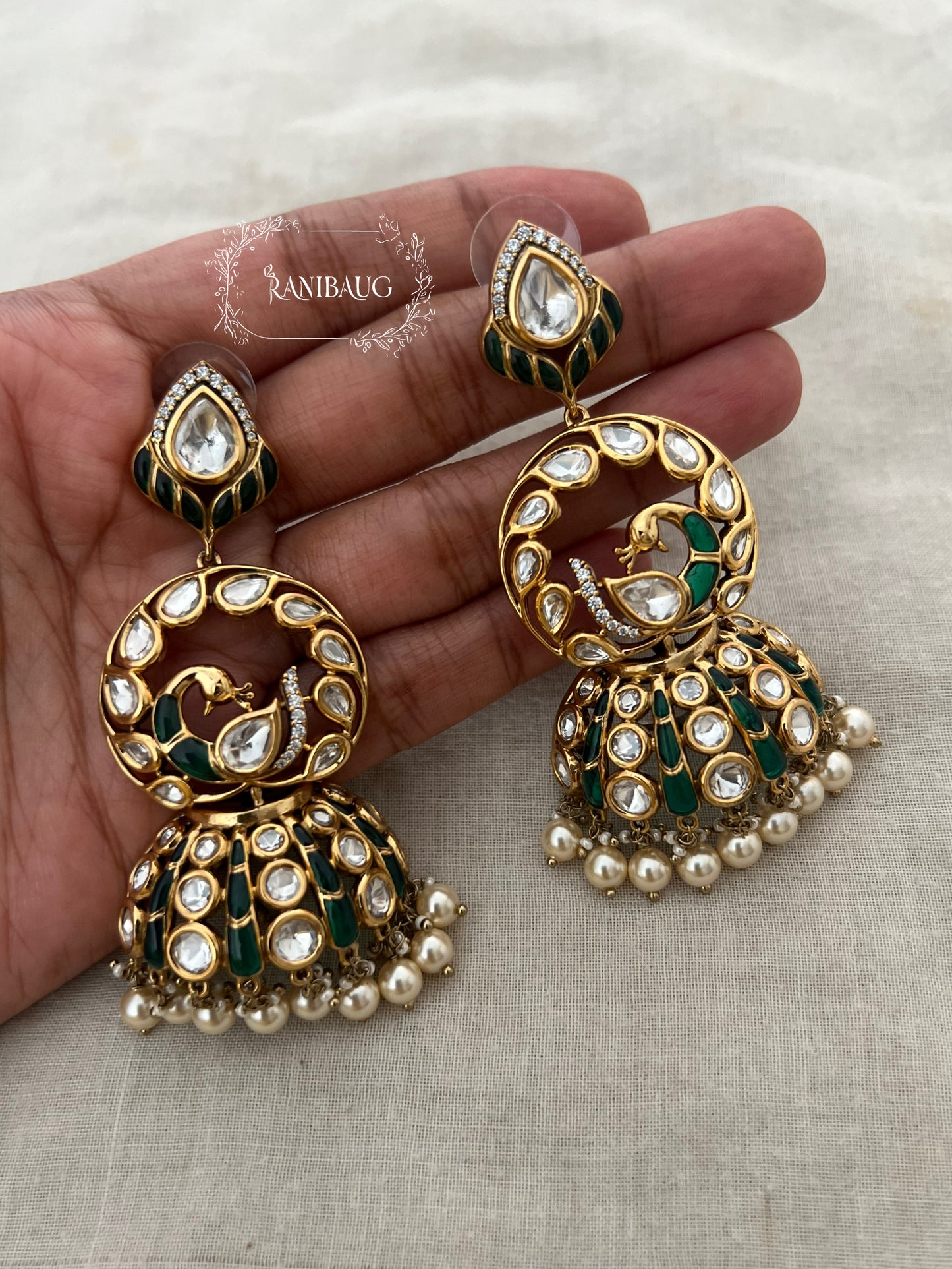 Krisha Kundan Polki Dangler Bridal Earrings By Ranibaug
