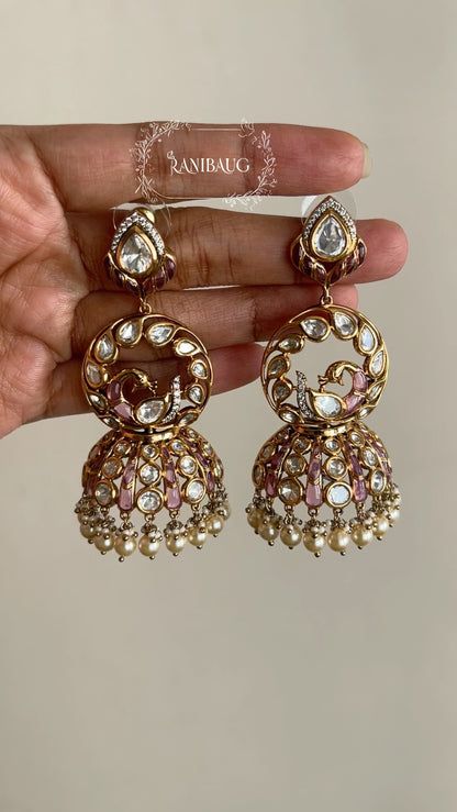 Krisha Kundan Polki Dangler Bridal Earrings By Ranibaug