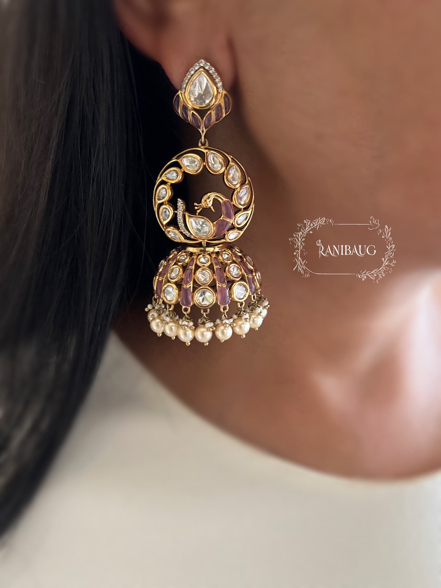 Krisha Kundan Polki Dangler Bridal Earrings By Ranibaug