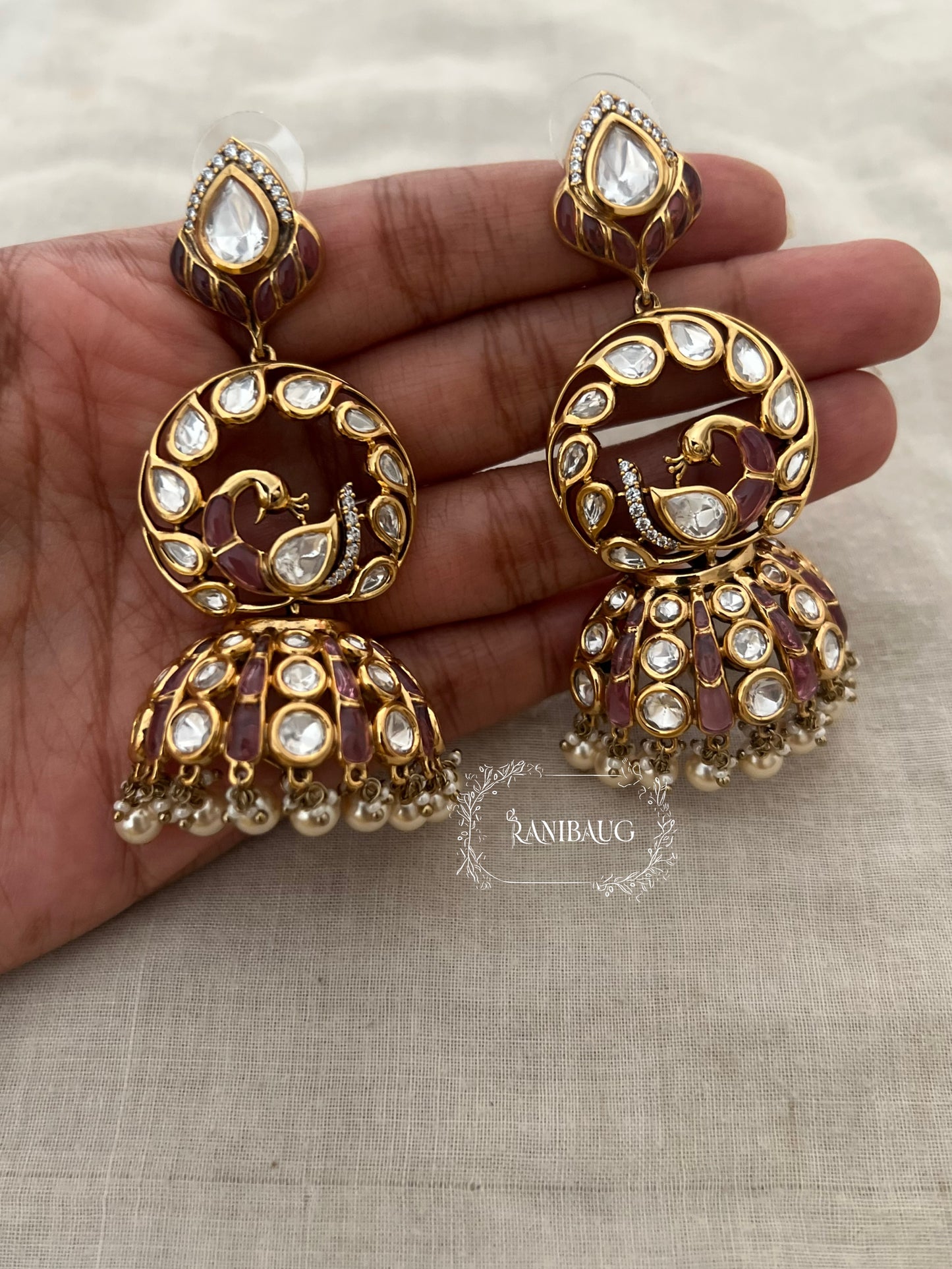 Krisha Kundan Polki Dangler Bridal Earrings By Ranibaug