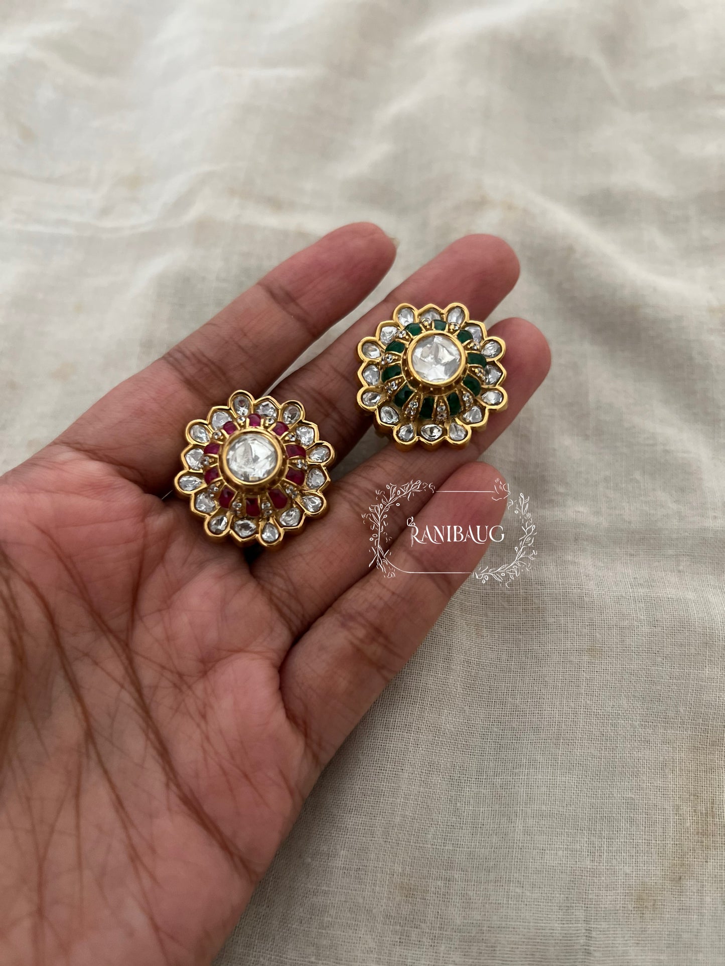 Krishi Polki Studded Gold Finish Festive Ring Jewellery For Indian Wear By Ranibaug