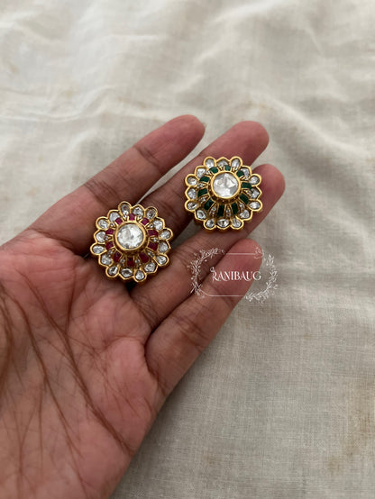 Krishi Polki Studded Gold Finish Festive Ring Jewellery For Indian Wear By Ranibaug