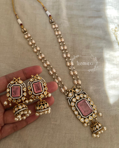 Krishvi Royal Polki Kundan And Pearl Studded Gemstone Heirloom Necklace Set By Ranibaug