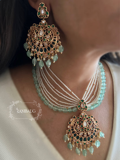 Kriti Pastel Queen Necklace Royal Neck Jewelry In Rich Victorian Finish By Ranibaug