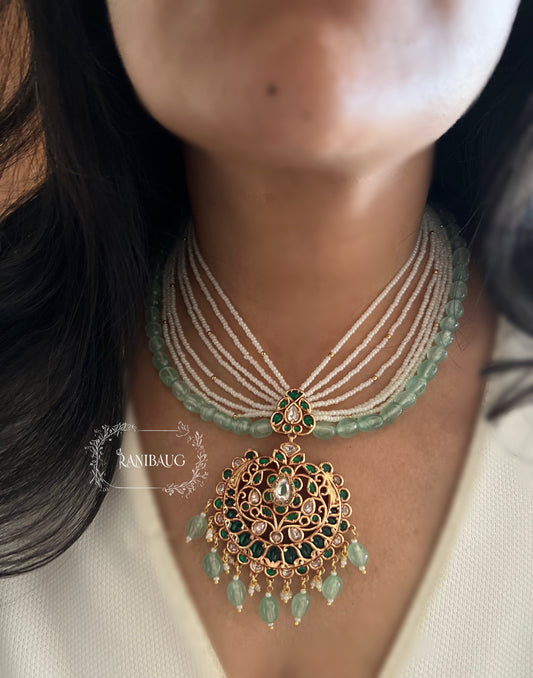 Kriti Pastel Queen Necklace Royal Neck Jewelry In Rich Victorian Finish By Ranibaug