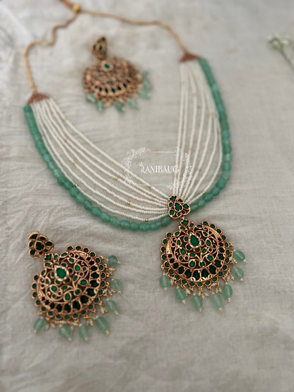 Kriti Pastel Queen Necklace Royal Neck Jewelry In Rich Victorian Finish By Ranibaug