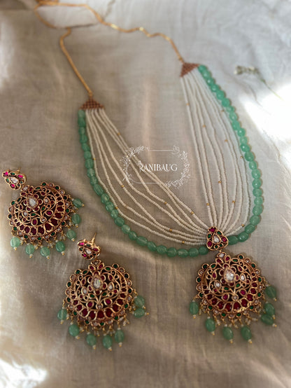 Kriti Pastel Queen Necklace Royal Neck Jewelry In Rich Victorian Finish By Ranibaug