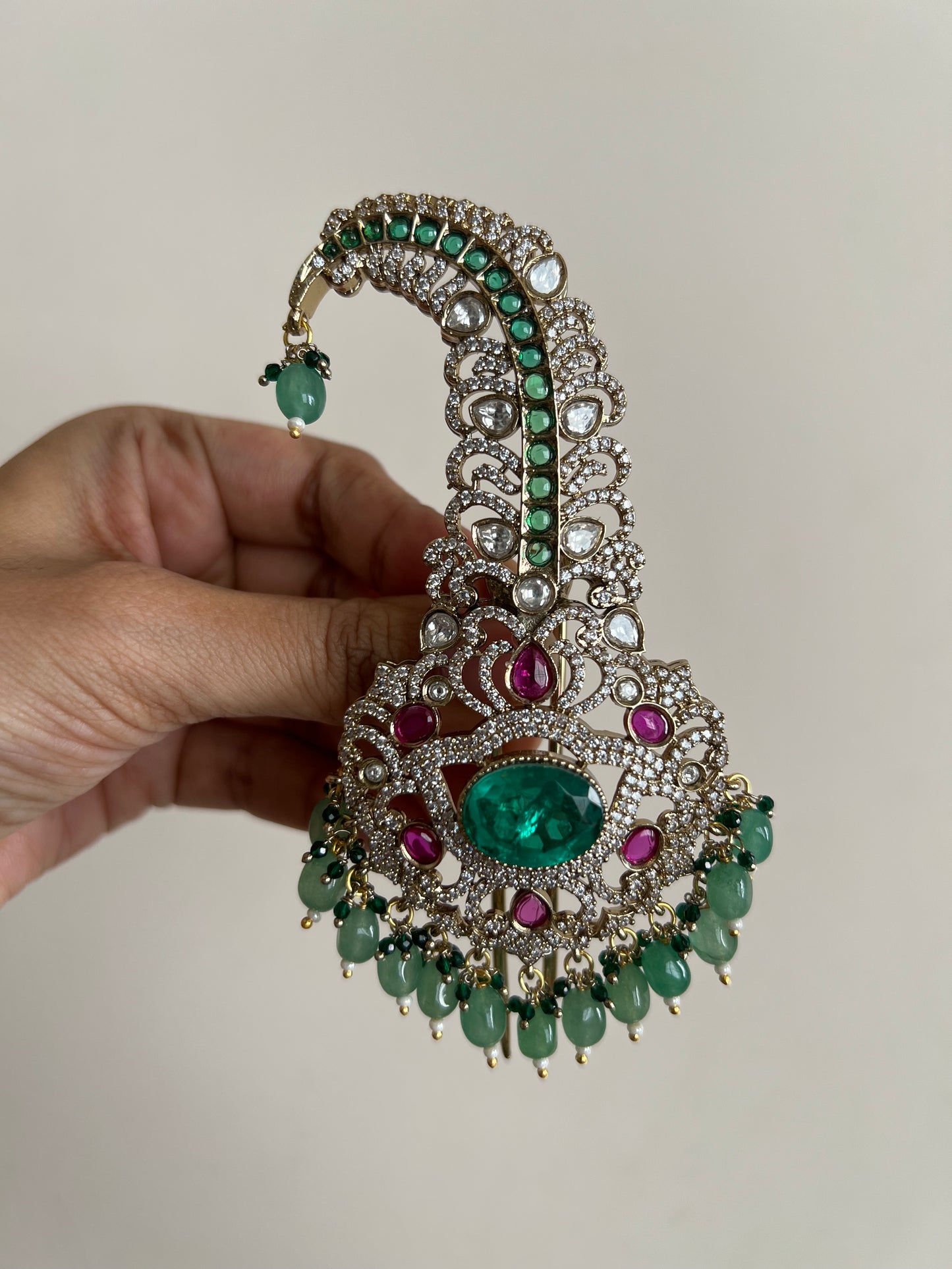 Kumar Victorian Finish Rich Kundan Studded Kalgi On Turban By Ranibaug