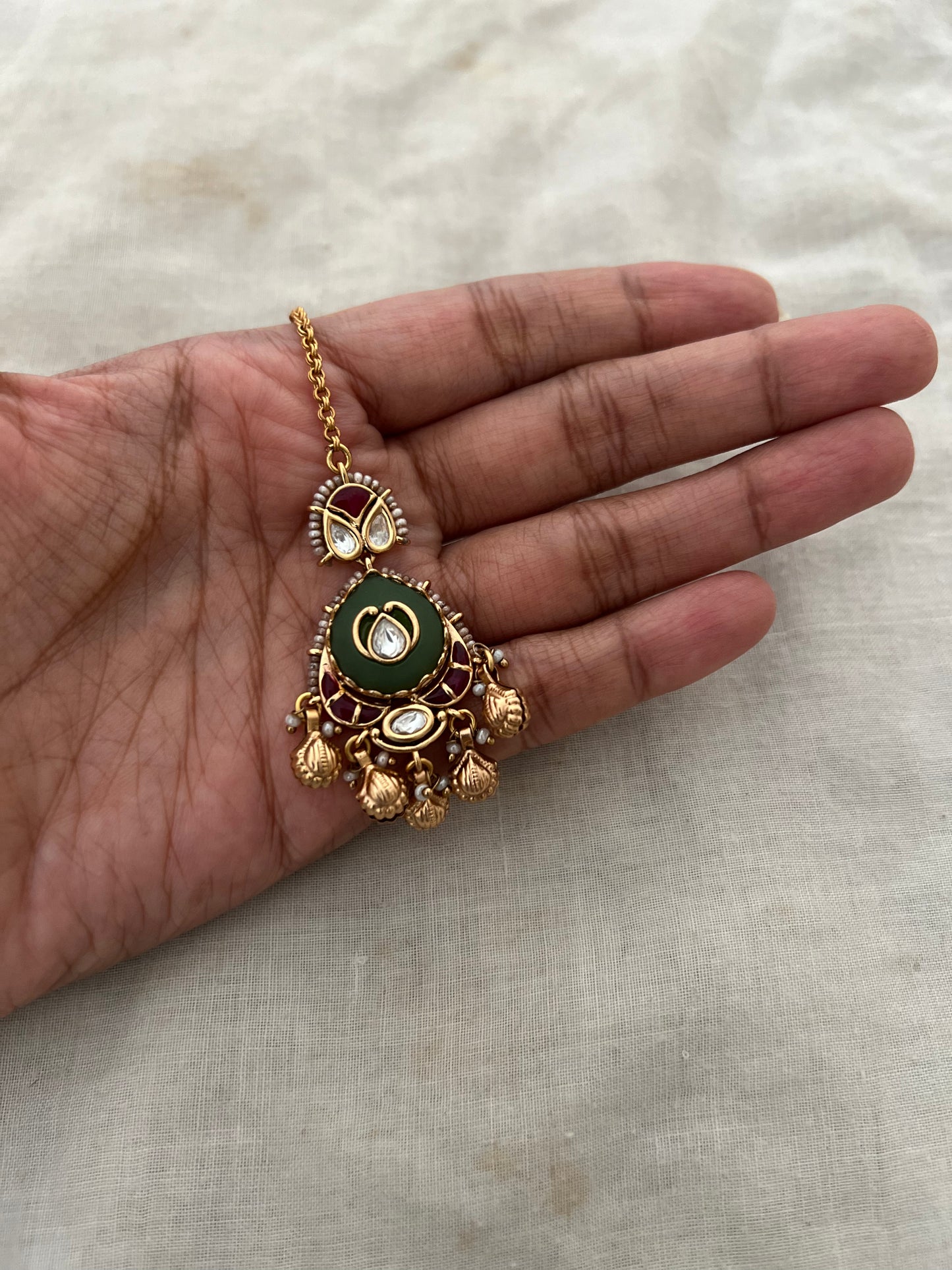 Kumud Minimal Traditional Indian Gold Finish Maang Tikka Hair Jewellery By Ranibaug