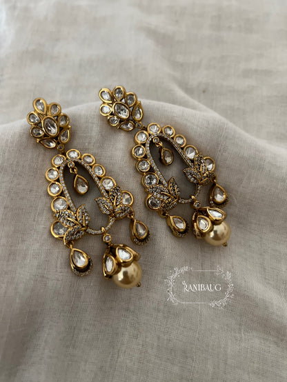 Kumud Polki Kundan Rich Gold Finish Designer Festive Earrings By Ranibaug