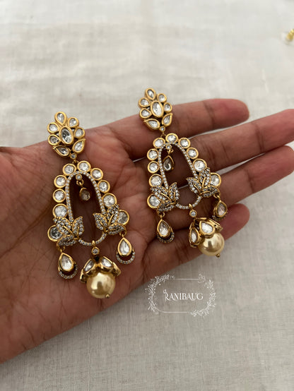 Kumud Polki Kundan Rich Gold Finish Designer Festive Earrings By Ranibaug