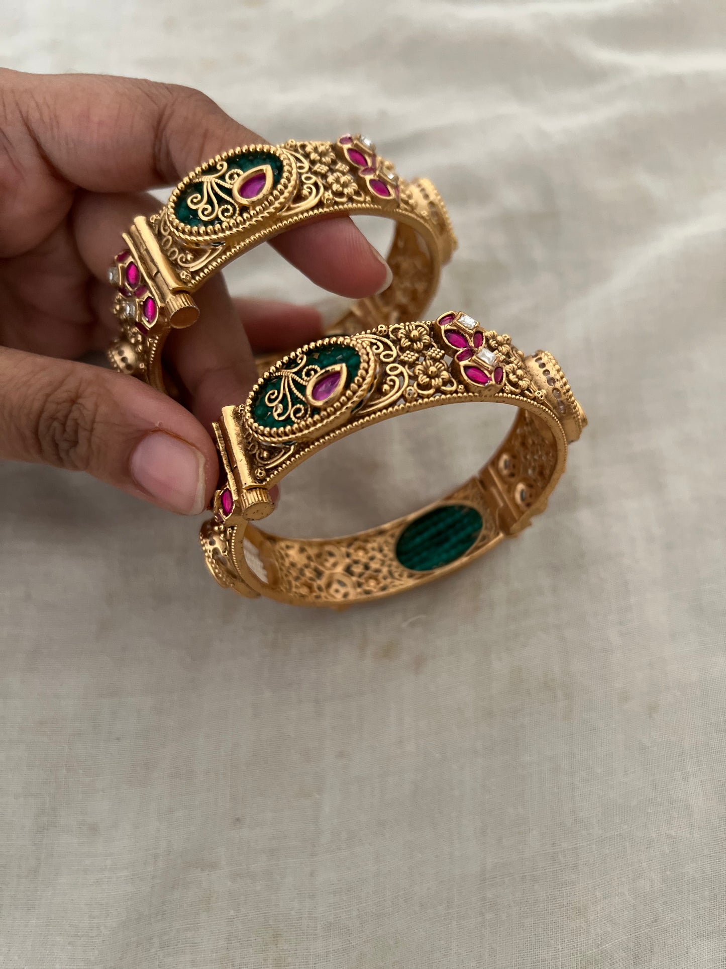 Kunti Intricate Designer Gold Heritage Bangle For Wedding By Ranibaug