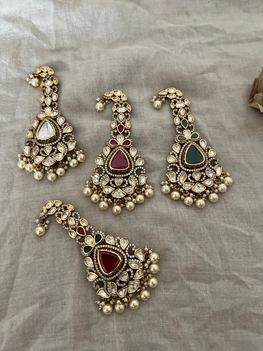 Kunwar Gold Plated Polki Kundan Premium Turban Kalgi Brooch By Ranibaug With Color Options