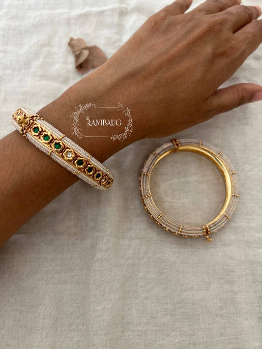 Kusum Moti Pearls Bangle Set For Saree By Ranibaug