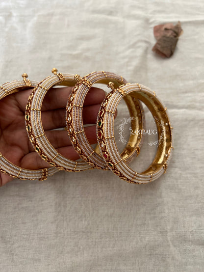 Kusum Moti Pearls Bangle Set For Saree By Ranibaug