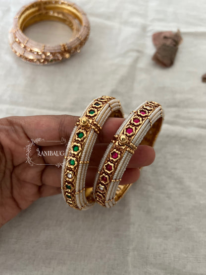 Kusum Moti Pearls Bangle Set For Saree By Ranibaug