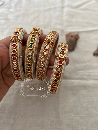 Kusum Moti Pearls Bangle Set For Saree By Ranibaug
