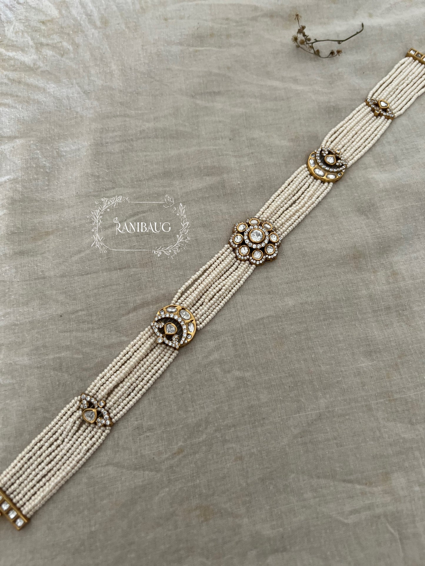 Kusum Unique Design Floral Motif Pearl Sheeshpatti By Ranibaug