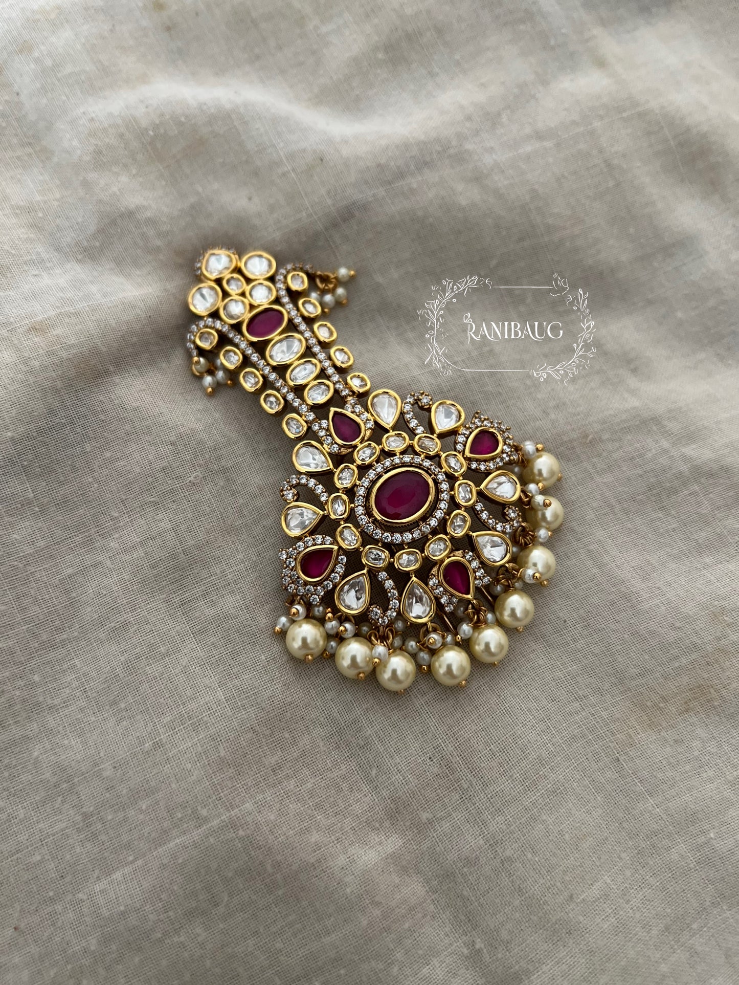 Lagan Premium Gold Tone Polki Kundan Kalgi For Safa By Ranibaug