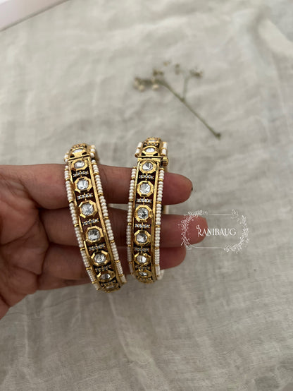 Lakshi Gold Plated Polki Kundan Bangles By Ranibaug(pair)