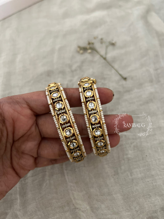 Lakshi Gold Plated Polki Kundan Bangles By Ranibaug(pair)