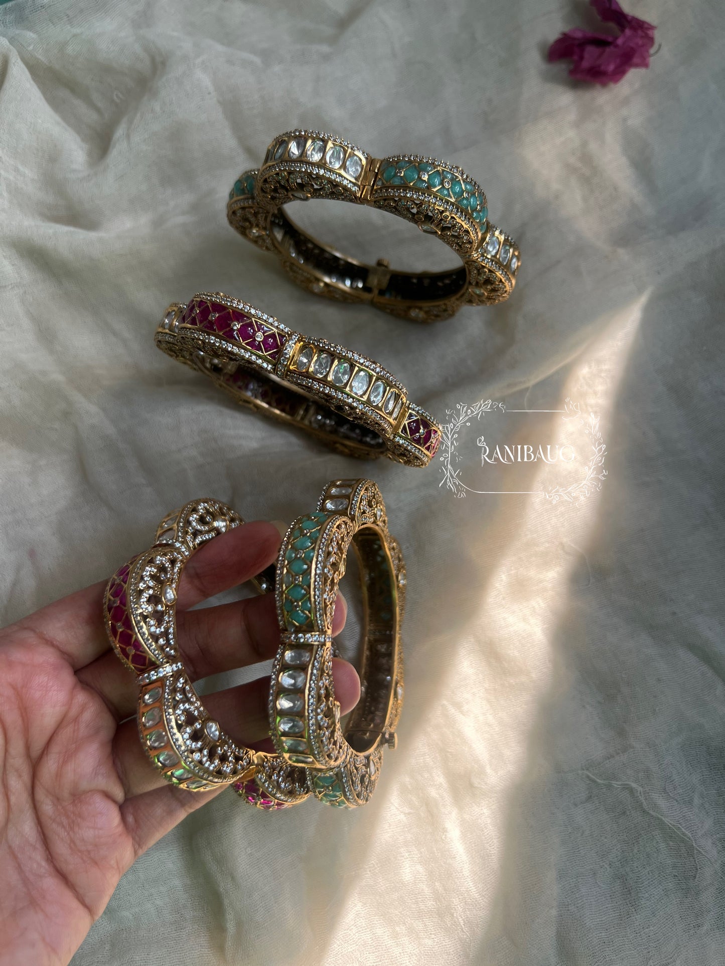 Lakshita Kundan Polki Bangle Uniqe Design By Ranibaug