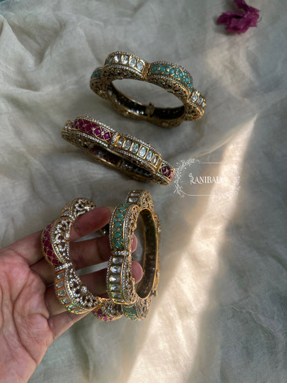 Lakshita Kundan Polki Bangle Uniqe Design By Ranibaug