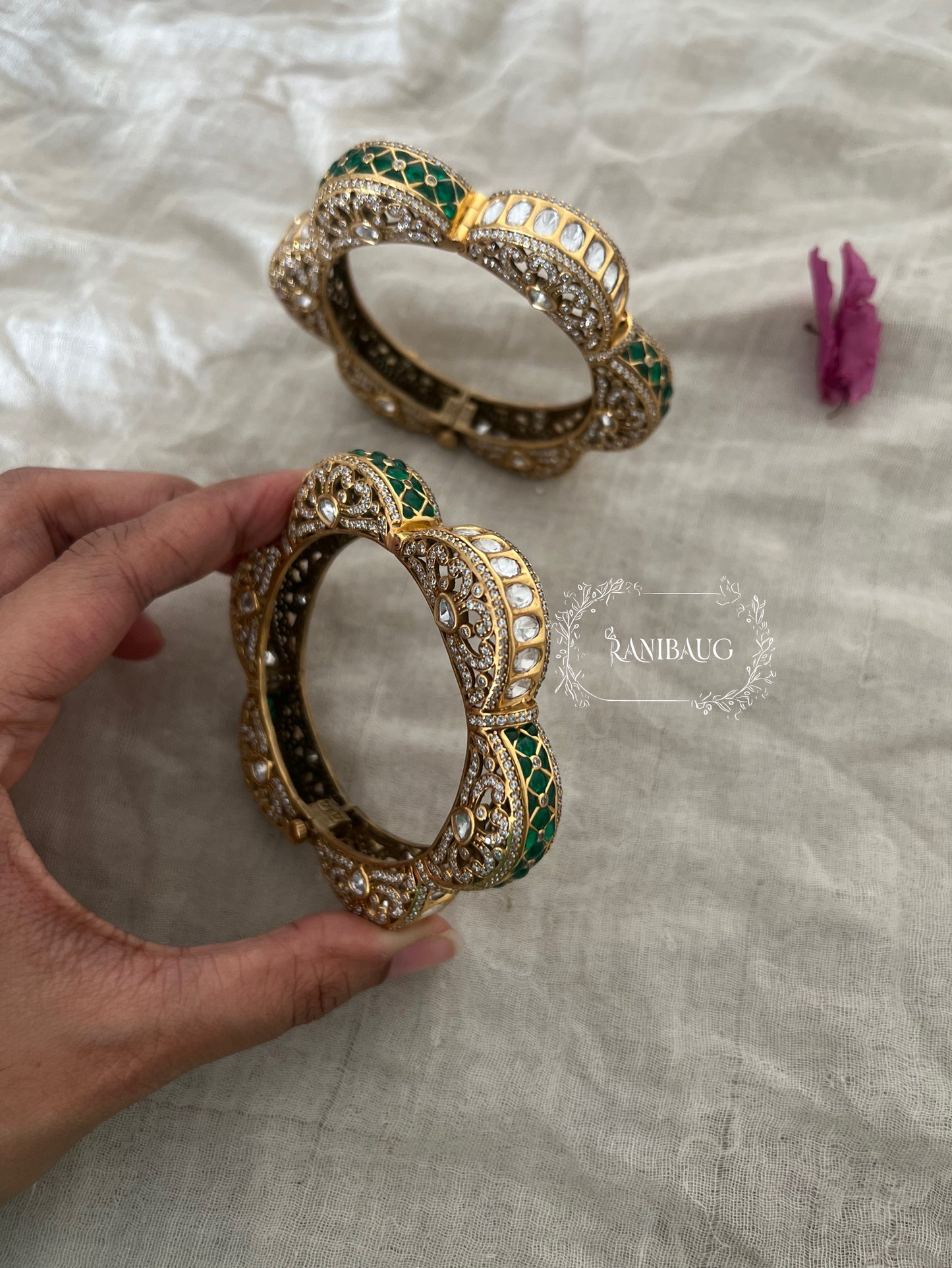 Lakshita Kundan Polki Bangle Uniqe Design By Ranibaug