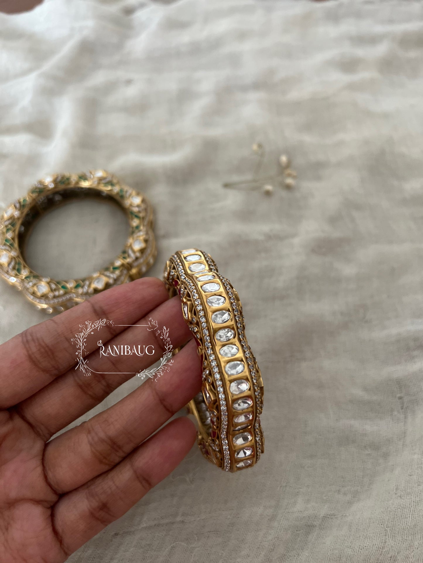 Lakshita Kundan Polki Bangle Uniqe Design By Ranibaug